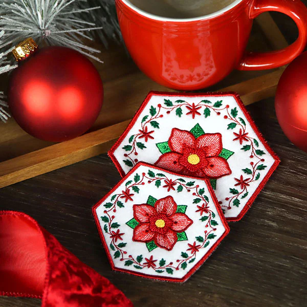 Christmas Rose Coaster (In-the-Hoop) - Image 11
