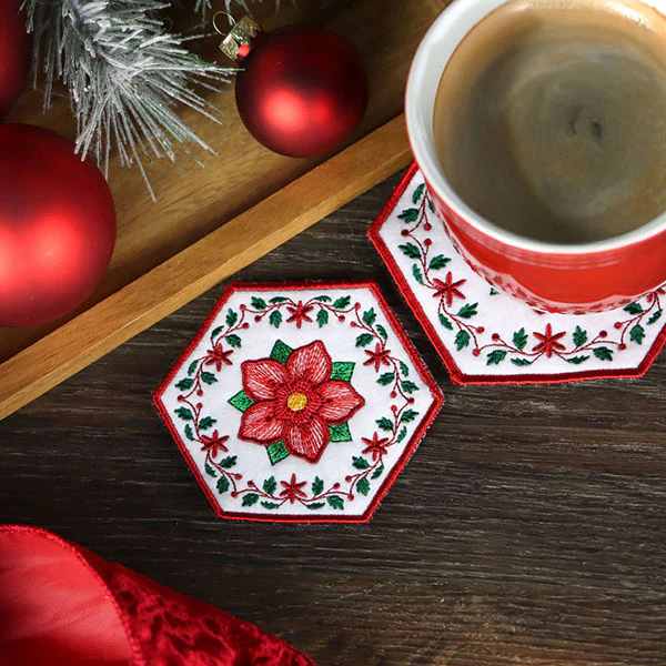 Christmas Rose Coaster (In-the-Hoop) - Image 4
