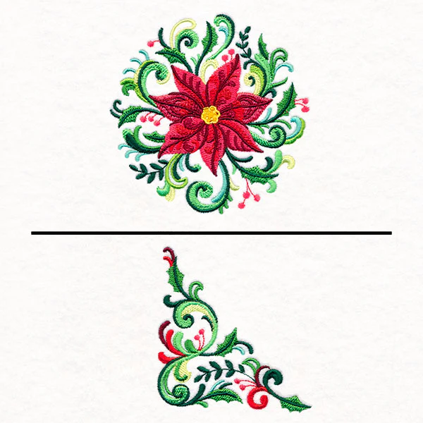 Christmas Rosemaling Poinsettia Pillow Pair - Image 4