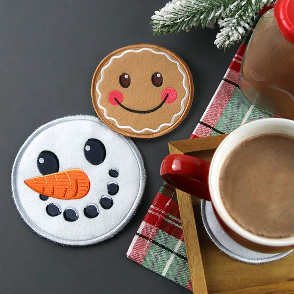 Christmas Snowman Face Coaster (In-the-Hoop) - Image 2