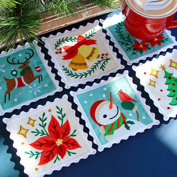 Christmas Stamp Coasters - Reindeer (In-the-Hoop) - Image 3