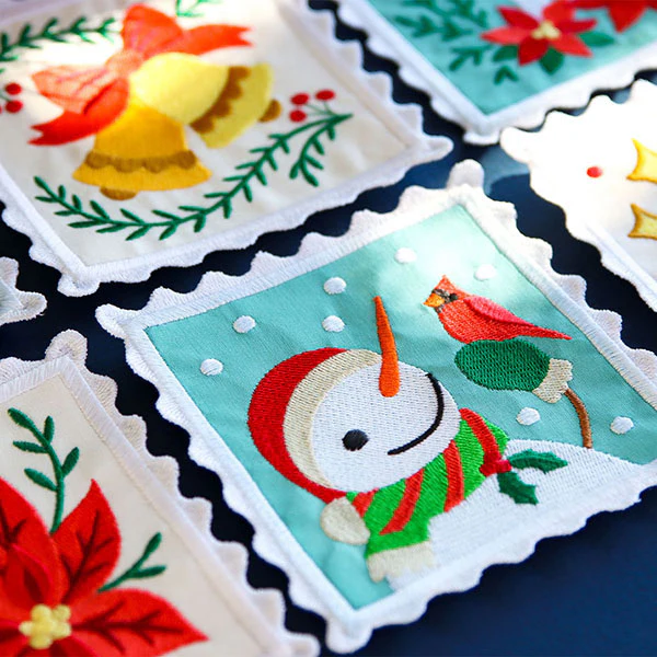 Christmas Stamp Coasters - Snowman (In-the-Hoop) - Image 4