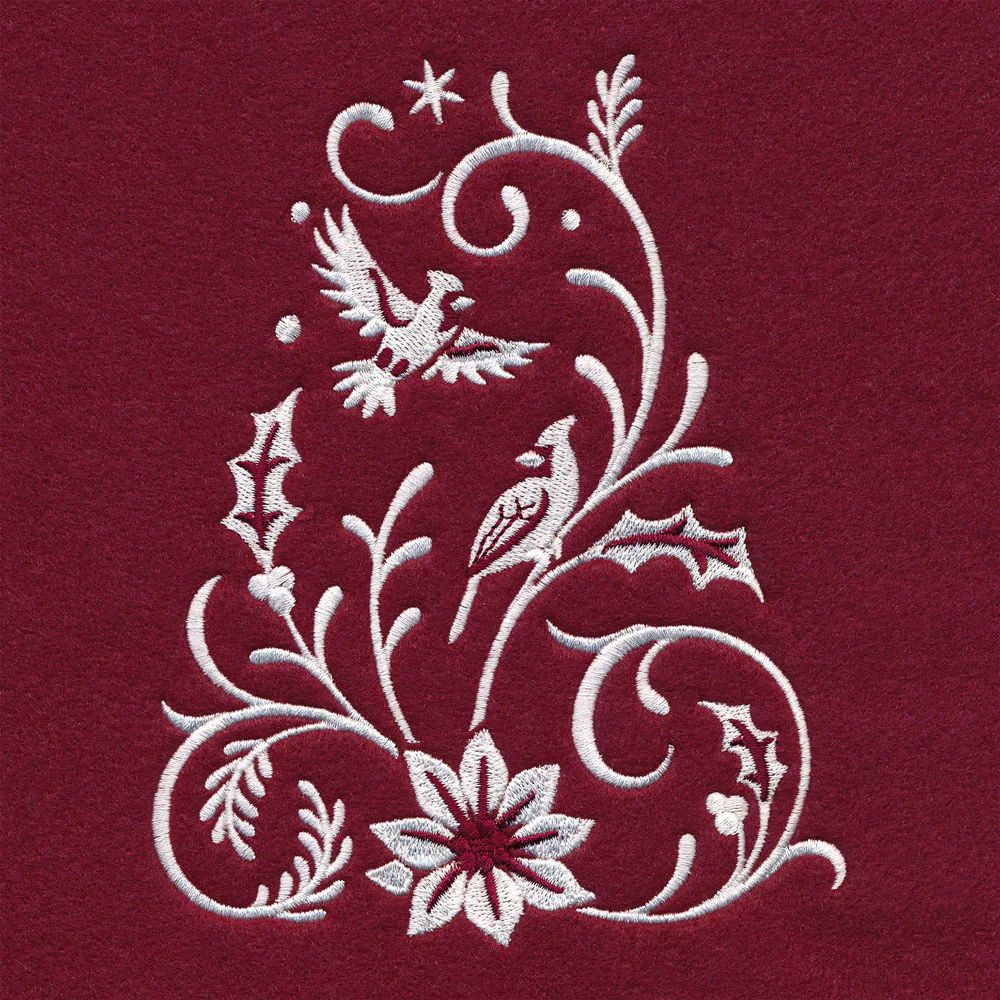 Christmas Tree Skirt - Cardinal (Whitework) - Image 4