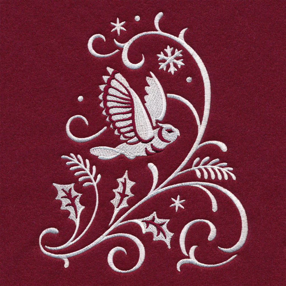 Christmas Tree Skirt - Owl (Whitework) - Image 3