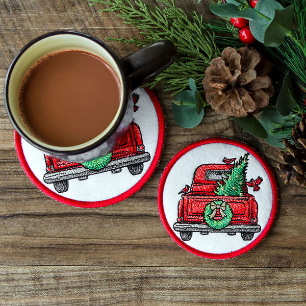 Christmas Trees Retro Truck Coaster (In-the-Hoop) - Image 8