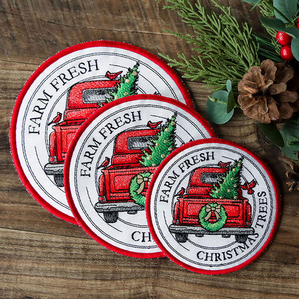 Christmas Trees Retro Truck Stamp Trivet (In-the-Hoop) - Image 5