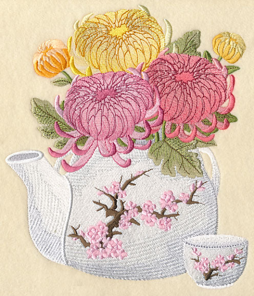Chrysanthemums in Japanese Teapot - Image 4