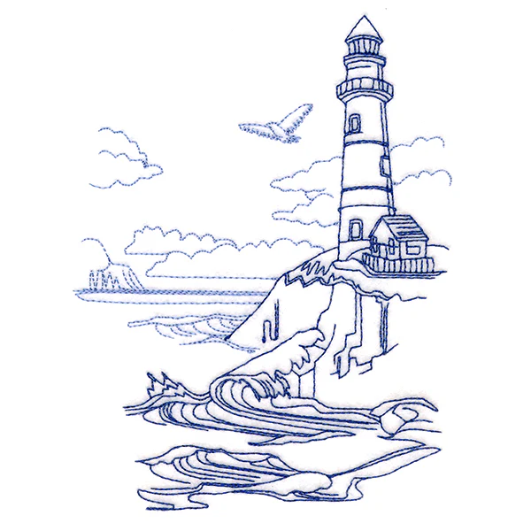 Classic Beach Scene - Lighthouse (Bluework) - Image 3