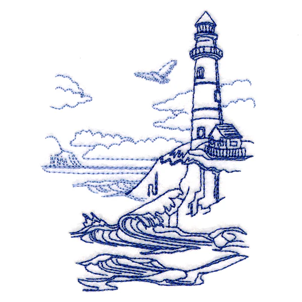 Classic Beach Scene - Lighthouse (Bluework) - Image 5