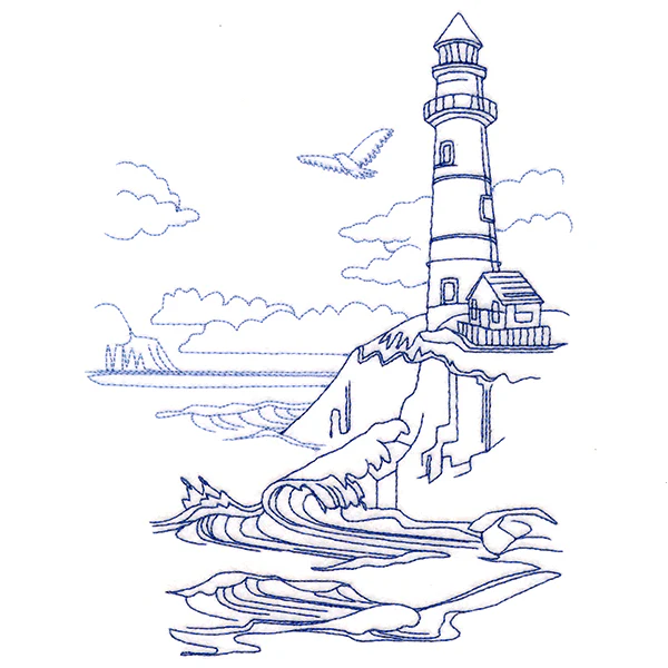 Classic Beach Scene - Lighthouse (Bluework) - Image 6