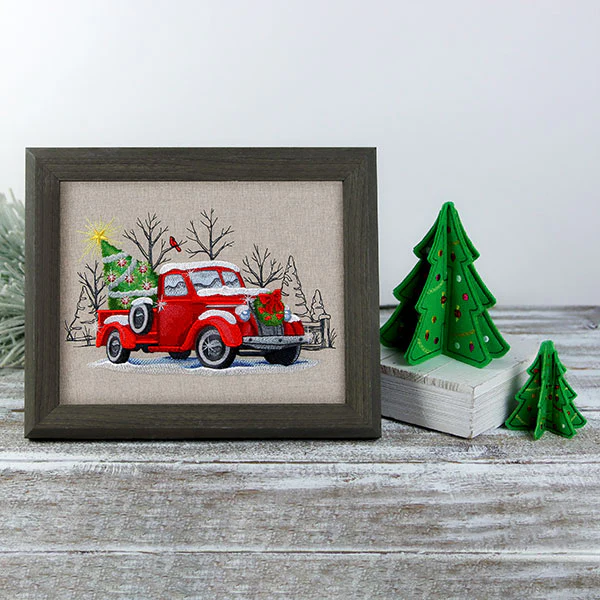 Classic Christmas Retro Truck Scene - Image 6
