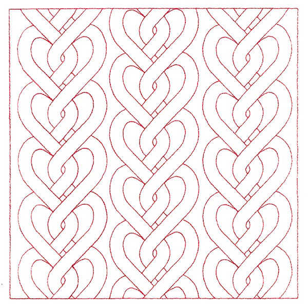 Classic Heart Cabling Square (Double Run)