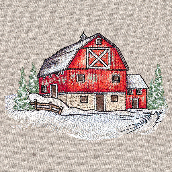 Classic Snowy Barn Scene - Image 4