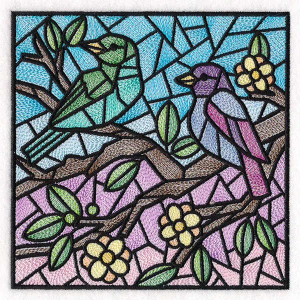 Colorful Birds Stained Glass Square 1 - Image 5