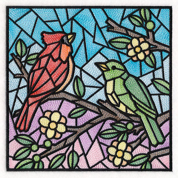 Colorful Birds Stained Glass Square 2 - Image 3