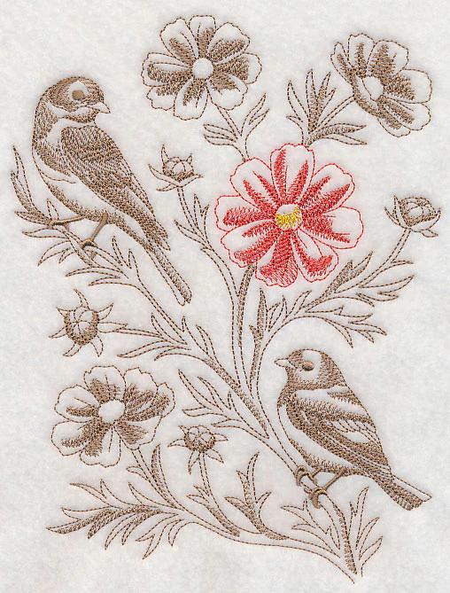 Cosmos and Eastern Bluebird (Toile)