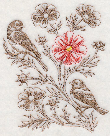 Cosmos and Eastern Bluebird (Toile) - Image 4
