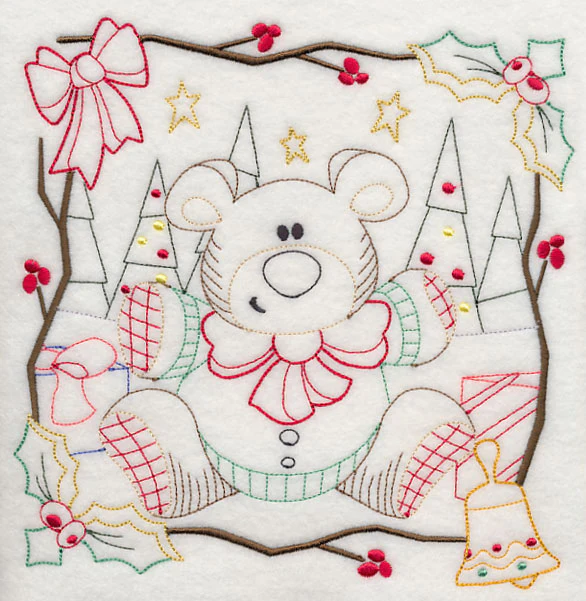Country Christmas Square - Teddy Bear (Vintage)