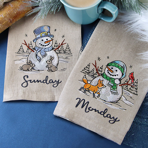 Country Snowman and Fox on Monday - Image 2