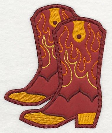 Cowboy Boot Pair with Flames (Heirloom Applique) - Image 4