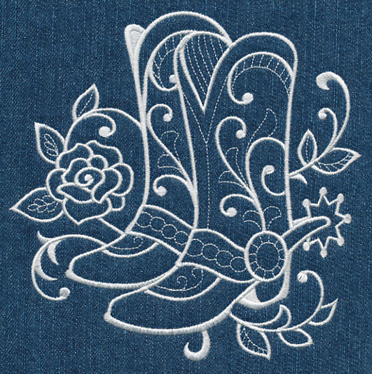 Cowboy Boots with Roses (Whitework) - Image 2