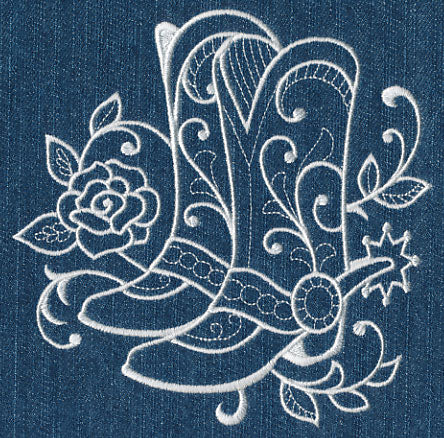 Cowboy Boots with Roses (Whitework) - Image 3