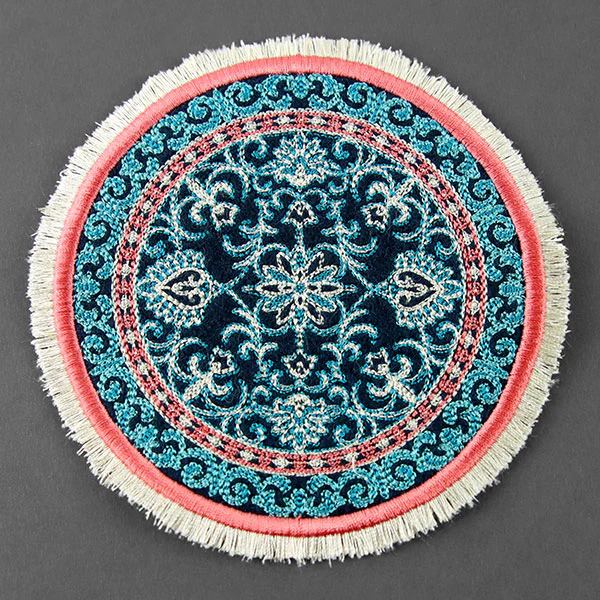 Cozy in Filigree Fringe Mug Rug (In-the-Hoop) - Image 2