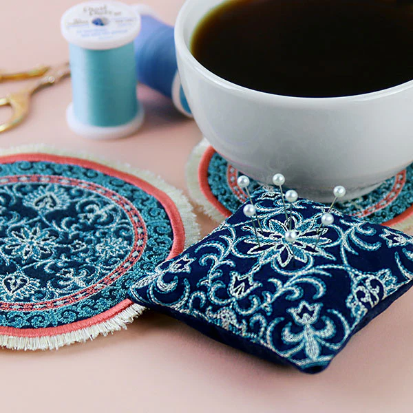 Cozy in Filigree Fringe Mug Rug (In-the-Hoop) - Image 6