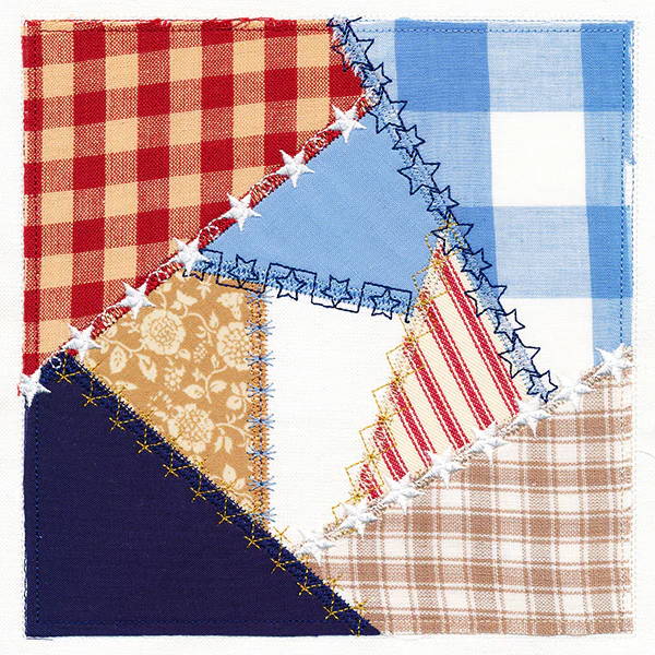 Crazy Patchwork Americana Quilt Block (In-the-Hoop) - Image 2