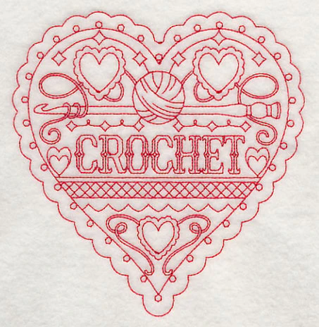 Crochet Heart (Redwork) - Image 3