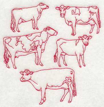 Dairy Cow Medley (Redwork) - Image 4