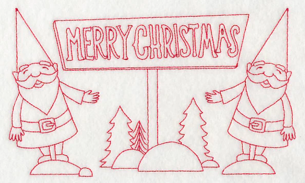 Danish Christmas Elves Merry Christmas (Redwork) - Image 2