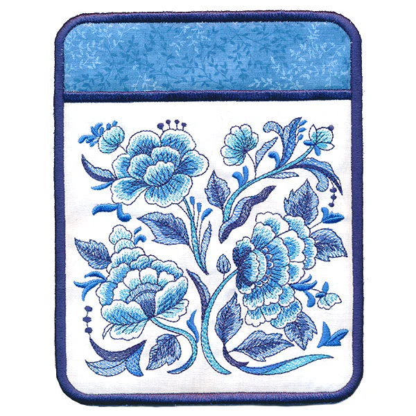 Delft Blue Flourishing Pot Holder (In-the-Hoop) - Image 4