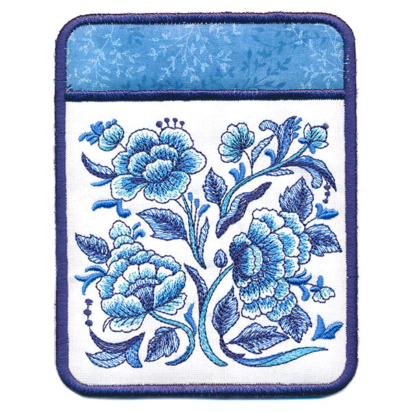 Delft Blue Flourishing Pot Holder (In-the-Hoop) - Image 5