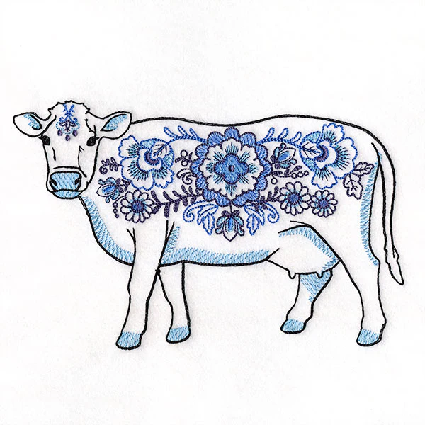 Delft Blue Flowers Dairy Cow - Image 3
