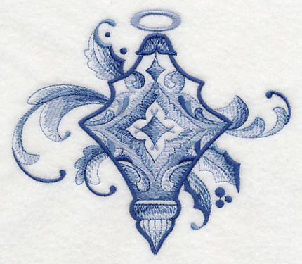 Delft Blue Holly and Swirls Ornament - Image 3