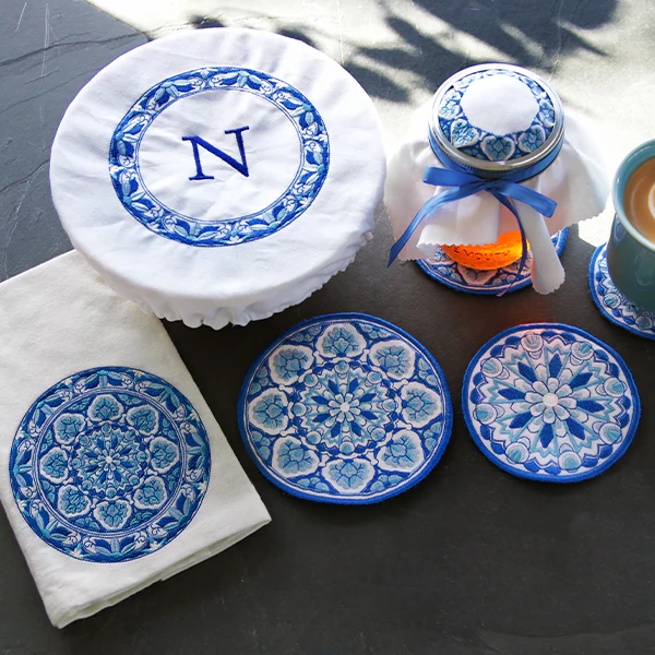 Delft Blue Mandala Coaster (In-the-Hoop) - Image 8