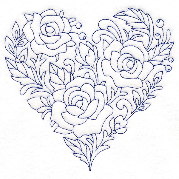 Delft Blue Rose Heart (Bluework) - Image 3
