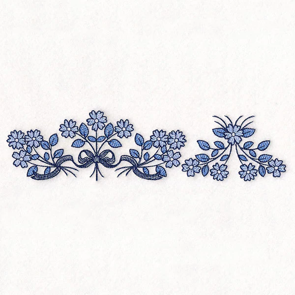 Delicate Delft Blue Border - Flower 3 - Image 2