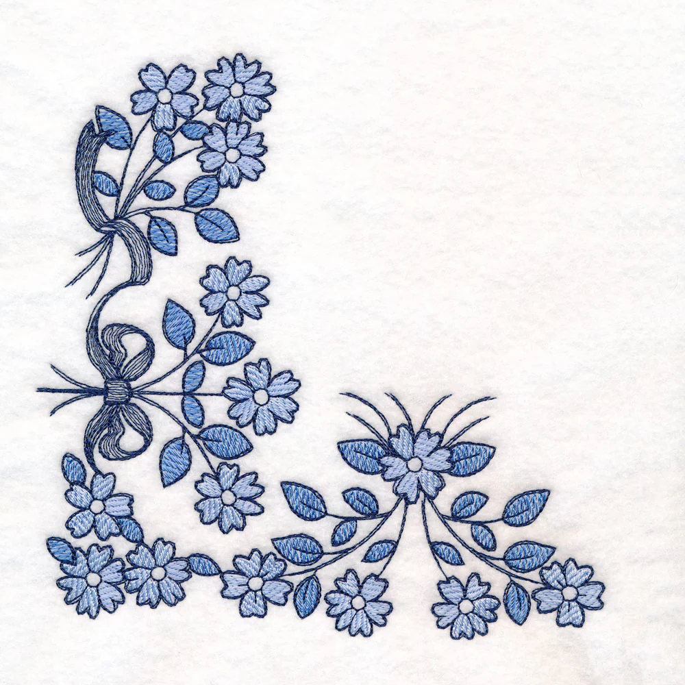 Delicate Delft Blue Corner - Flower 3
