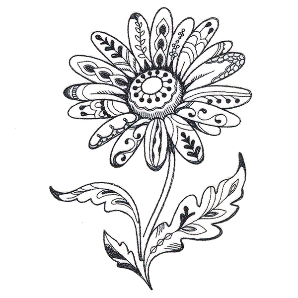 Doodle Treasures - Daisy (Blackwork) - Image 3