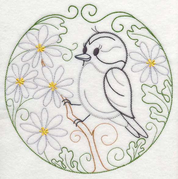 Downy Woodpecker and Bloodroot (Vintage)
