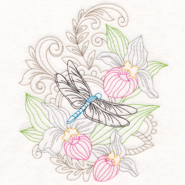 Dragonfly & Orchid (Vintage)