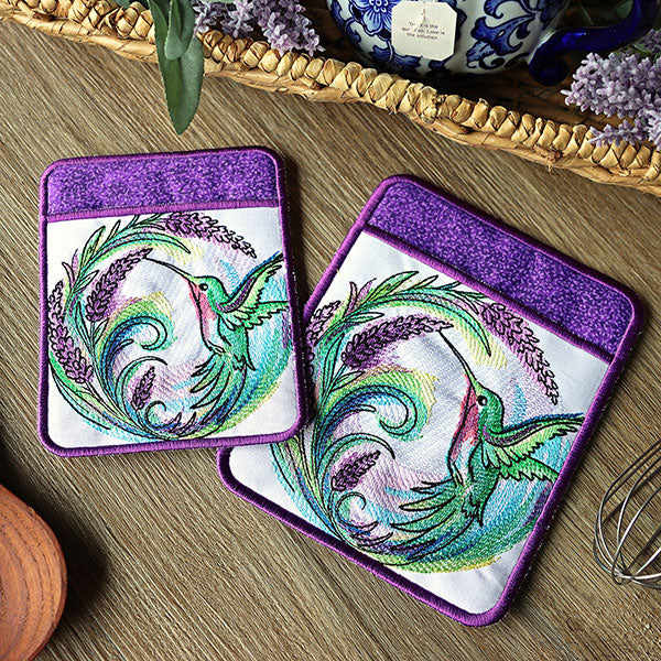 Lavender Hummingbird Potholder (In-the-Hoop) - Image 6