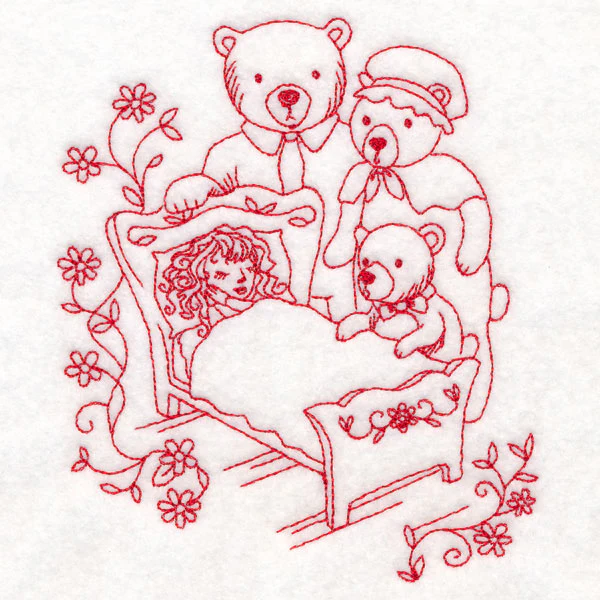 Enchanted Fairy Tale - Goldilocks (Redwork) - Image 4
