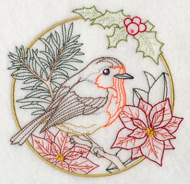 European Robin in Christmas Blooms (Vintage) - Image 4