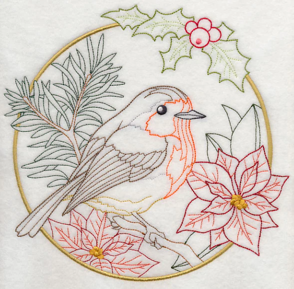 European Robin in Christmas Blooms (Vintage) - Image 6