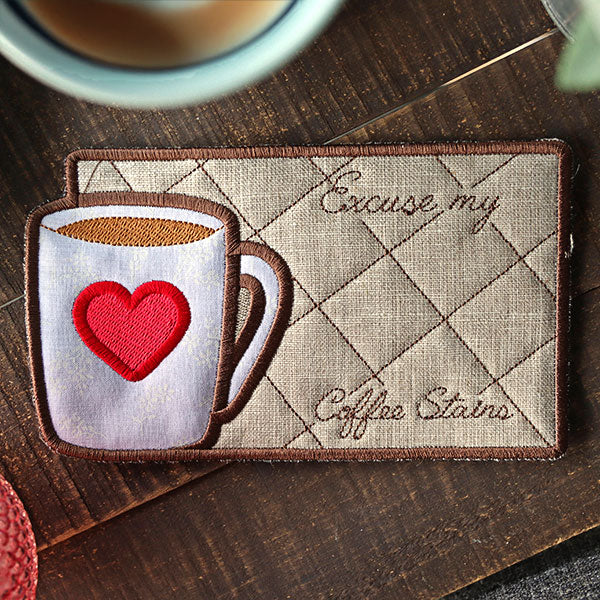 Excuse My Coffee Stains Mug Rug (In-the-Hoop) - Image 3