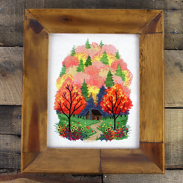 Fall in the Forest Cabin Scene - Image 8
