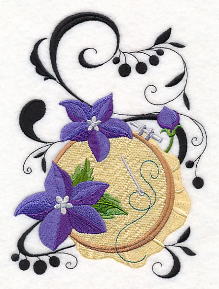 Fanciful Embroidery Hoop with Balloon Flowers - Image 3